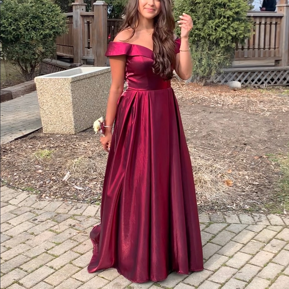 Timeless cranberry iridescent prom dress